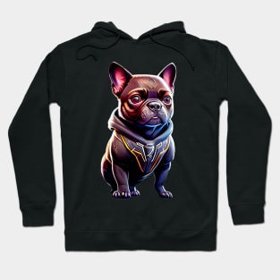 Frenchie in Sleek Feline Attire Version 3 Hoodie